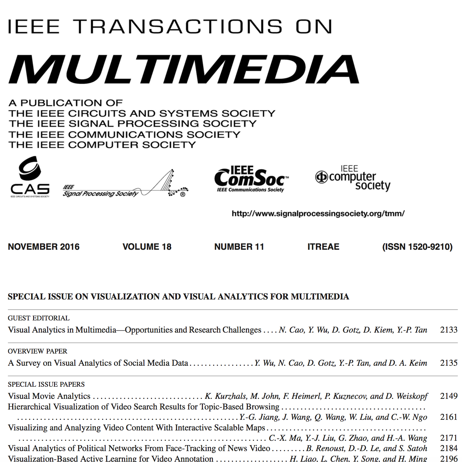 Two New Articles in IEEE Transactions on Multimedia Special Issue